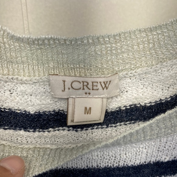 J. Crew Factory Linen Striped Raglan Sweater M - Picture 4 of 6
